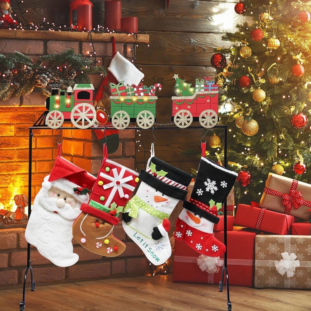 Christmas Light Up Train Stocking Display Holder
